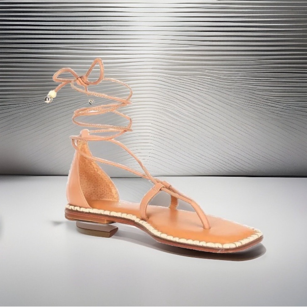 Antonio Melani The Nat Note Alhambra Leather Ankle Wrap Thong Sandals, 6.5M